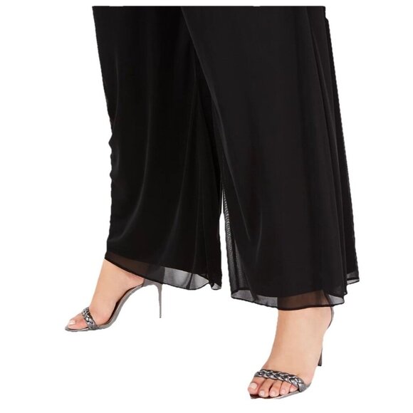 MSK Palazzo Pants Plus Size 3X Sheer Mesh Wide Leg Flowy Black Lined Elastic New - Picture 5 of 6